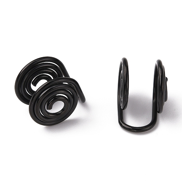 

PandaHall 304 Stainless Steel Spiral Pad Cuff Earrings, Wire Wrap Jewelry for Non-pierced Ears, Electrophoresis Black, 12x10x7.5~8mm 304...