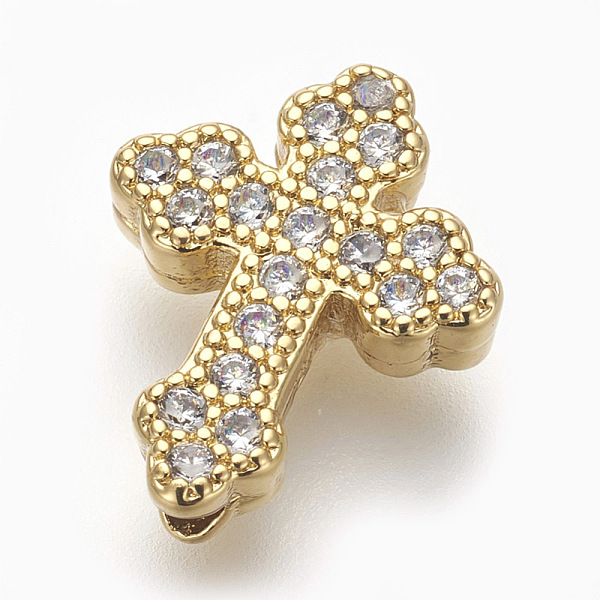 

PandaHall Brass Micro Pave Cubic Zirconia Beads, Lead Free & Cadmium Free, Cross, Clear, Golden, 15x12x4mm, Hole: 1.6mm Brass+Cubic Zirconia...