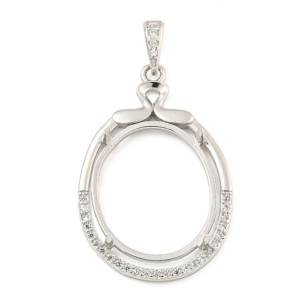 

PandaHall 925 Sterling Silver Pendant Cabochon Settings, Prong Settings, with Cubic Zirconia, Rhinestone Claw Settings, Prong Settings, Oval...
