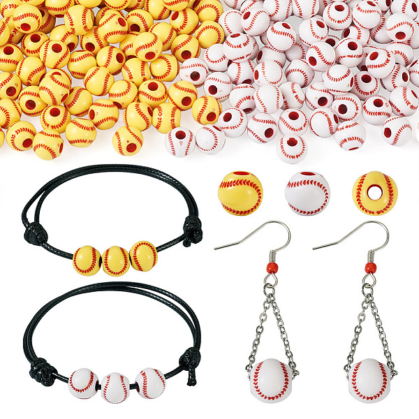 

PandaHall Biyun 200Pcs 2 Colors Opaque Acrylic Round Beads, Baseball, Mixed Color, 11.5x10.5mm, Hole: 4mm, 100pcs/color Acrylic Others..., Multicolor