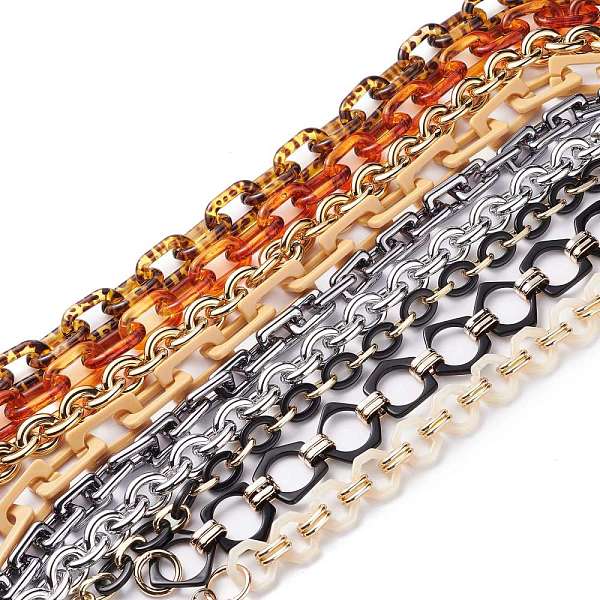 

PandaHall Handmade Opaque Acrylic Cable Chains, Link Chains, Mixed Color, 27~39x22~24x5.5~7mm, 15.75~23.70 inch(400~602mm)/pc Acrylic..., Multicolor