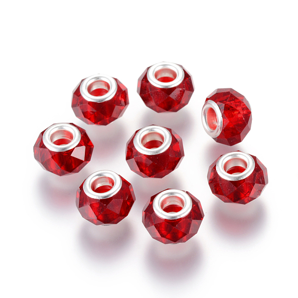 

PandaHall Handmade Glass European Beads, Large Hole Beads, Silver Color Brass Core, Dark Red, 14x8mm, Hole: 5mm Glass+Brass Core Rondelle...
