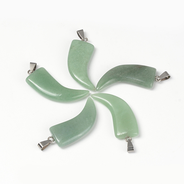 

PandaHall Natural & Synthetic Mixed Stone Big Pendants, with Platinum Tone Brass Findings, Horn Shaped, 50~54x19~20x8~11mm, Hole: 3x9mm...