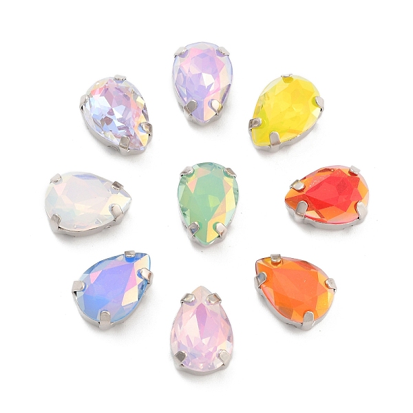 

PandaHall Teardrop Opal Sew On Rhinestones, Multi-Strand Links, K9 Glass Rhinestone with Brass Prong Settings, Mixed Color, Platinum..., Multicolor