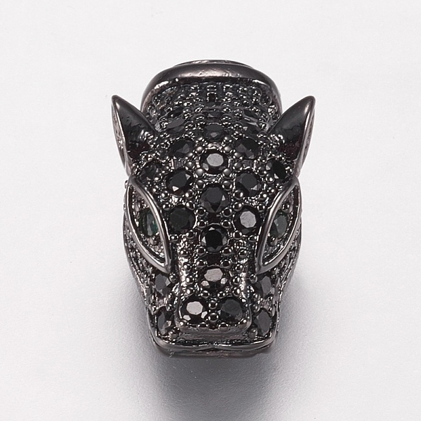 

PandaHall Brass Micro Pave Cubic Zirconia Beads, Leopard, Black, Gunmetal, 17x10x7mm, Hole: 1.5x2.5mm Brass+Cubic Zirconia Leopard Black