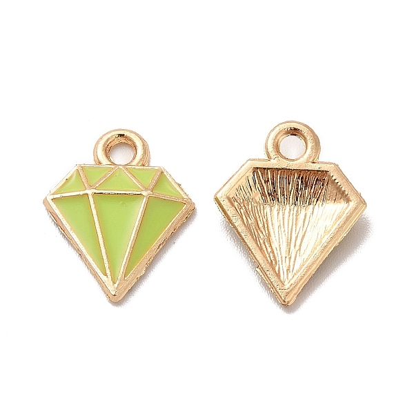

PandaHall Alloy Enamel Pandants, Lead Free & Cadmium Free, Light Gold, Diamond Charm, Green, 15x12x2.5mm, Hole: 1.8mm Alloy+Enamel Diamond...