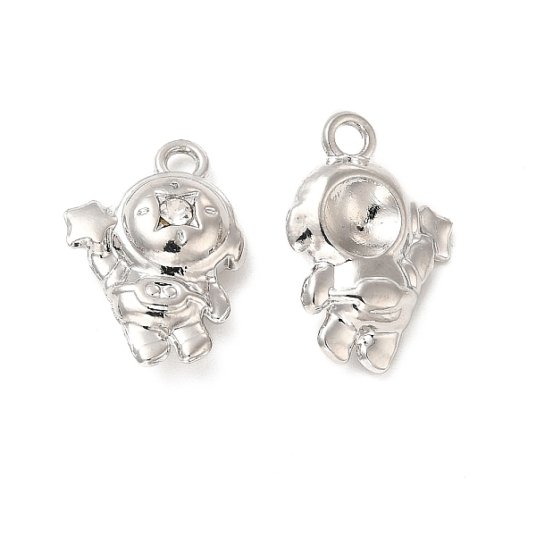 

PandaHall Rack Plating Alloy Rhinestone Pendants, Cadmium Free & Lead Free, Spaceman with Star Charms, Platinum, 18x12.5x5mm, Hole: 1.8mm..., Clear