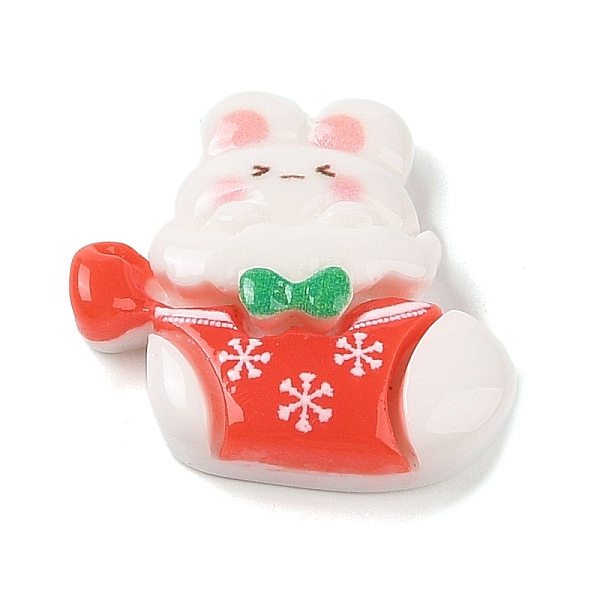 

PandaHall Animal Christmas Socking Theme Opaque Resin Decoden Cabochons, Rabbit, 23.5x24x6.5mm Resin Rabbit White