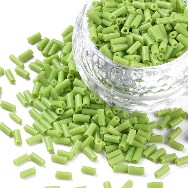 

PandaHall Opaque Colours Glass Bugle Beads, Round Hole, Light Green, 3~8x2mm, Hole: 0.7mm, about 450g/pound Glass
