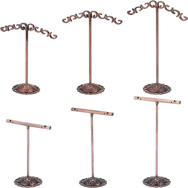 

PandaHall FINGERINSPIRE 6pcs Metal Earring T Bar Stand Iron T Bar Earring Display Holder Red Copper Ear Studs Organizer Rack for Retail...