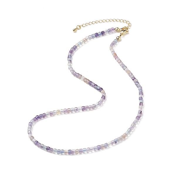 

PandaHall Natural Fluorite Cube Beaded Necklace for Women, 16.34 inch(41.5cm) Fluorite