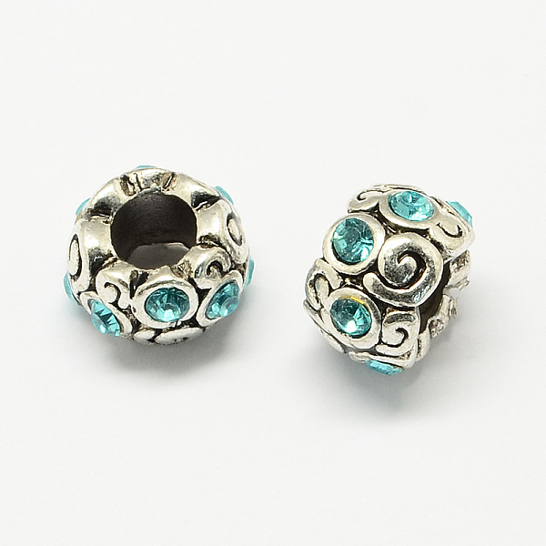 

PandaHall Alloy Rhinestone European Beads, Rondelle Large Hole Beads, Antique Silver, Mixed Color, 11x8mm, Hole: 6mm Alloy+Rhinestone..., Multicolor
