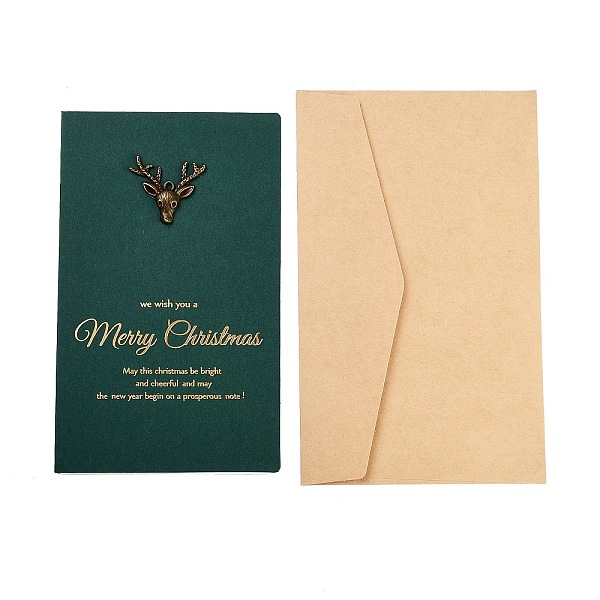

PandaHall Rectangle Paper Greeting Card, with Envelope, Christmas Day Invitation Card, Deer, 170x105x3.5mm Paper Deer