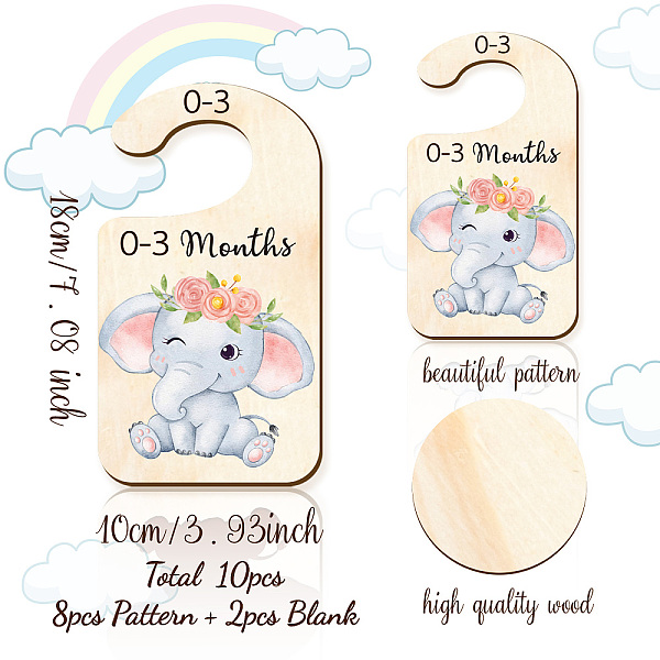 

PandaHall CRASPIRE 8Pcs Elephant Wood Baby Wardrobe Dividers Animals Nursery Decor from Newborn to 36 Month Hanger Seperaters Woodland Baby..., Multicolor