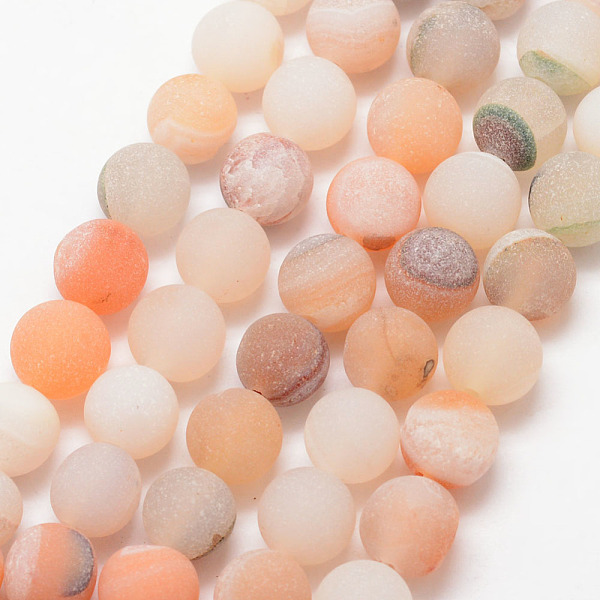 

PandaHall Natural Druzy Geode Agate Bead Strands, Frosted, Round, Dyed & Heated, Grade A, PeachPuff, 8mm, Hole: 1mm, about 47pcs/strand, 15..., Brown