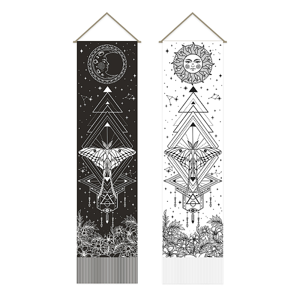 

PandaHall AHANDMAKER 2 Pcs Sun and Moon Moth Tapestry, Black and White Insect Geometry Vertical Tapestry Wall Hanging, Psychedelic Long...