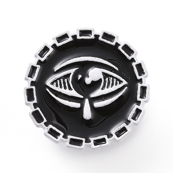 

PandaHall Eye With Tear Enamel Pin, Silver Alloy Flat Round Brooch for Backpack Clothes, Black, 25x2mm, Pin: 1.2mm. Alloy+Enamel Black