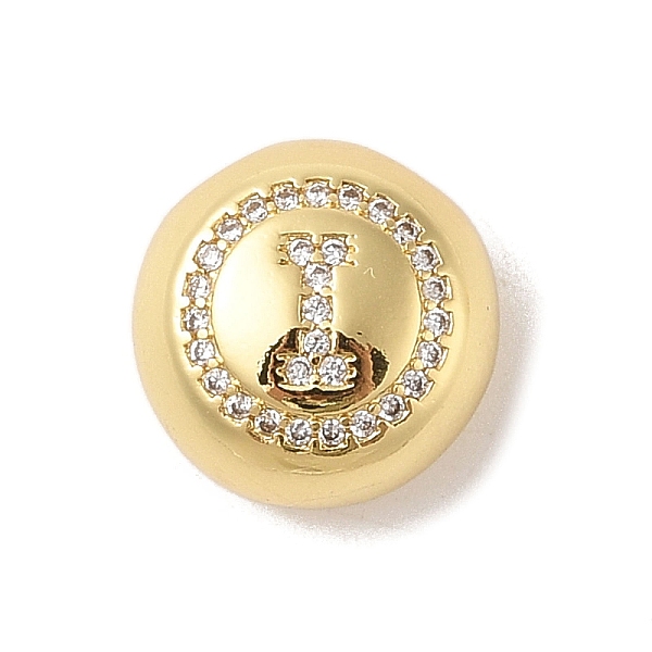 

PandaHall Rack Plating Brass & Cubic Zirconia Pendants, Cadmium Free & Lead Free, Long-Lasting Plated, Flat Round with Letter, Letter I..., Clear