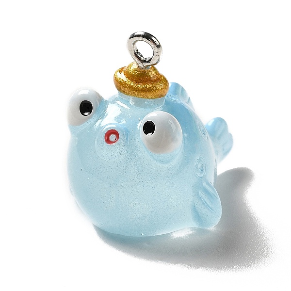 

PandaHall Marine Series Transparent Resin Pendants, Fish Charm, with Platinum Plated Iron Findings, Light Blue, 22x19x24mm, Hole: 2mm...