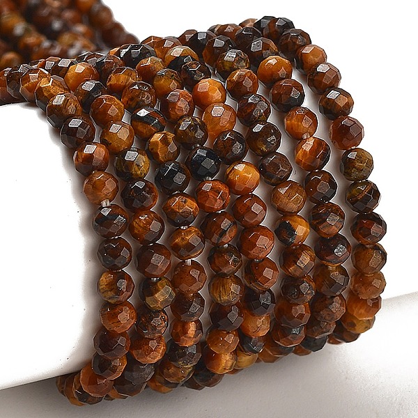 

PandaHall Natural Tiger Eye Bead Strands, Faceted, Round, 3~3.5mm, Hole: 0.5mm, about 124~126pcs/strand, 14.5~14.8 inch Tiger Eye Round