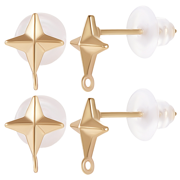 

PandaHall Beebeecraft 14Pcs Brass Star Stud Earring Findings, Nickel Free, with Vertical Loops & 20Pcs Eco-Friendly Plastic Ear Nuts, Real...