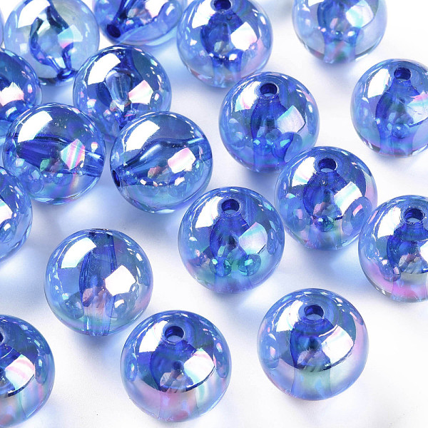 

PandaHall Transparent Acrylic Beads, AB Color Plated, Round, Royal Blue, 20x19mm, Hole: 3mm, about 111pcs/500g Acrylic Round