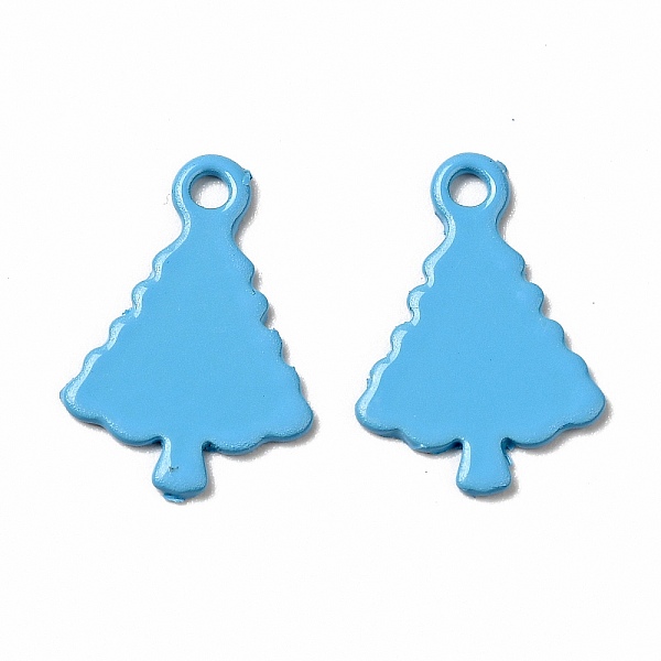 

PandaHall Spray Painted 201 Stainless Steel Charms, Christams Tree Charms, Deep Sky Blue, 14x9.5x1mm, Hole: 1.2mm 201 Stainless Steel Tree