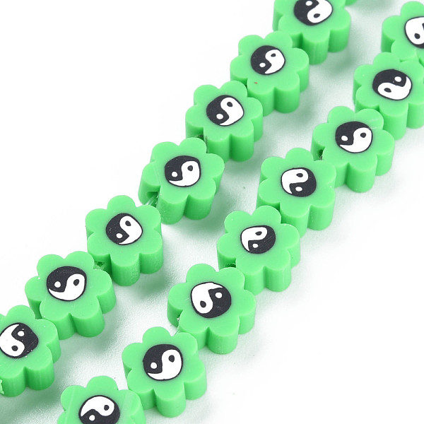

PandaHall Handmade Polymer Clay Bead Strands, Flower with Yin Yang, Spring Green, 7~9x7~9x4~5mm, Hole: 1.2~1.4mm, about 40pcs/strand, 12.24...