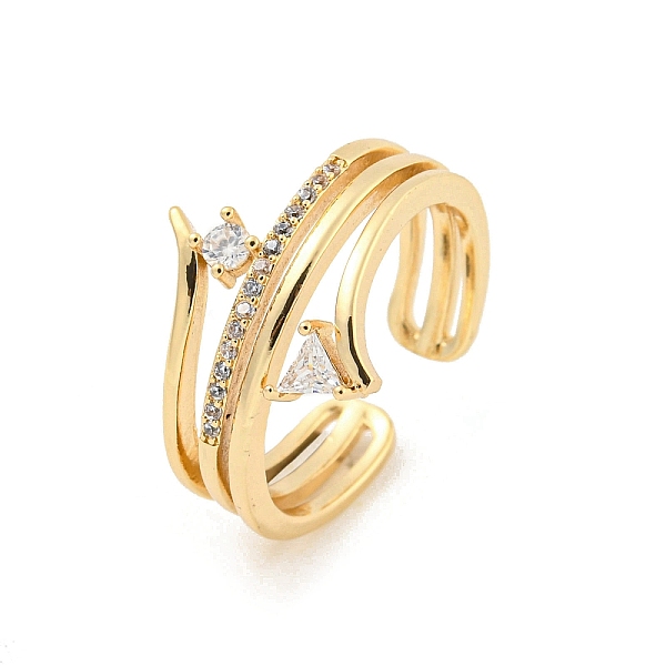 

PandaHall Triangle & Flat Round Brass Micro Pave Clear Cubic Zirconia Open Cuff Rings, Long-Lasting Plated, Golden, US Size 7 1/4(17.5mm)...