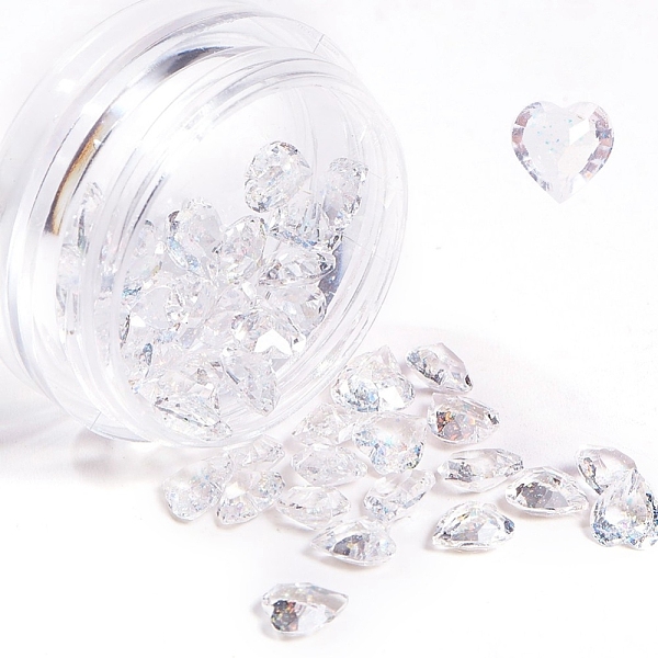 

PandaHall Resin Rhinestone Cabochons, Nail Art Decoration Accessories, with Glitter Powder, Heart, Clear, 5~5.5x5x2.5mm, about 40pcs/box...