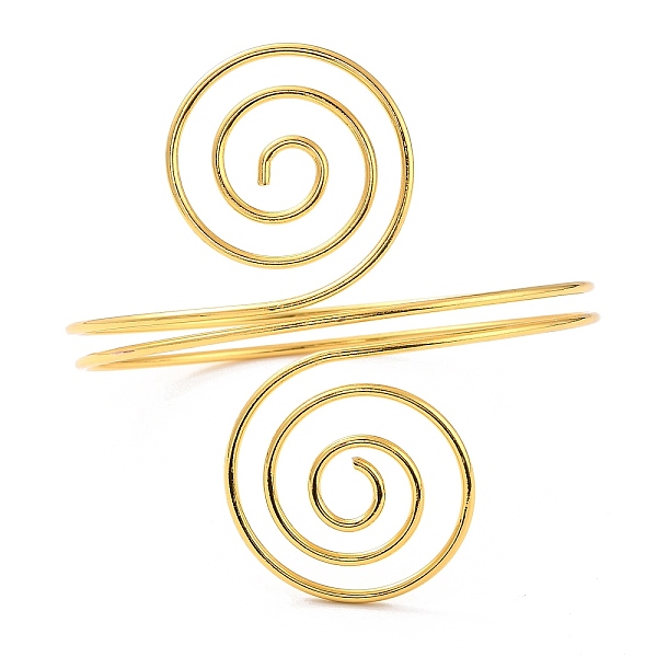 

PandaHall Wire Swirl Spiral Upper Arm Cuff Band, Alloy Open Armlets Bangle for Girl Women, Golden, Inner Diameter: 3-1/2 inch(8.8cm) Alloy