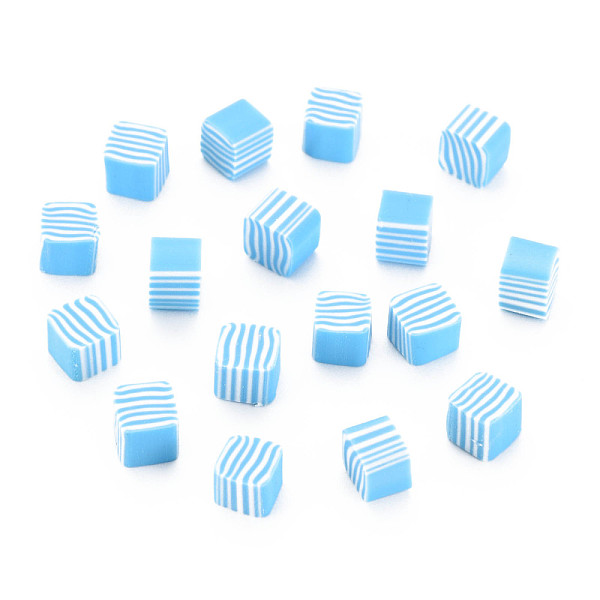 

PandaHall Handmade Polymer Clay Beads, No Hole, Cube, Deep Sky Blue, 5~5.5x5~5.5x4~5mm, about 5500pcs/1000g Polymer Clay Cube