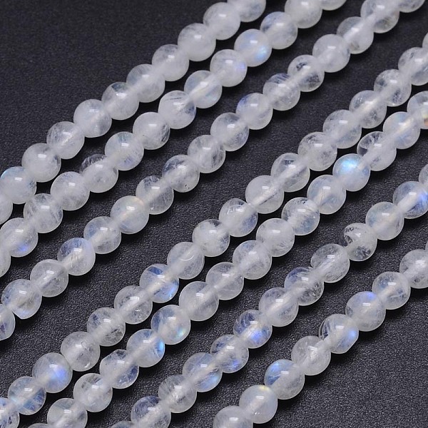 

PandaHall Natural Rainbow Moonstone Round Bead Strands, Grade AA, 4~4.5mm, Hole: 1mm, about 98pcs/strand, 15.5 inch Rainbow Moonstone Round