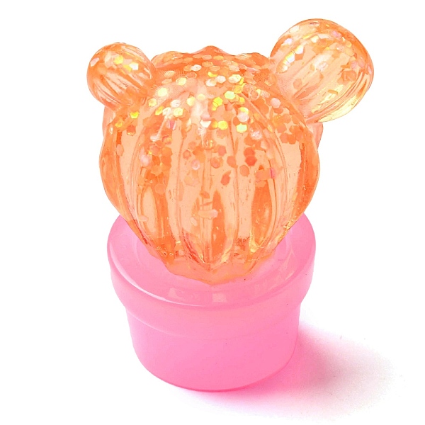 

PandaHall Transparent Resin Cabochons, Cactus with Paillette, Hot Pink, 37.5x29x23mm Resin Cactus
