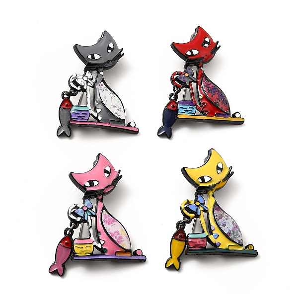 

PandaHall Cat & Fish Enamel Pin, Electrophoresis Black Alloy Badge for Backpack Clothes, Cadmium Free & Lead Free, Mixed Color, 48x28x5mm..., Multicolor