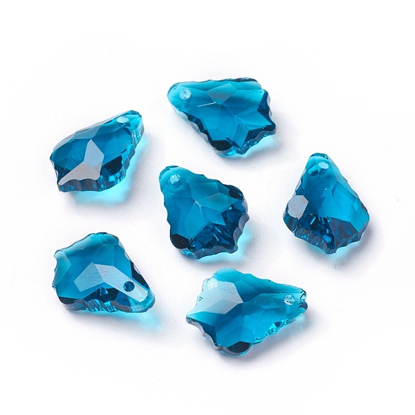 

PandaHall Faceted Glass Pendants, Leaf, Steel Blue, 16x11x6mm, Hole: 1.5mm Glass Leaf Blue