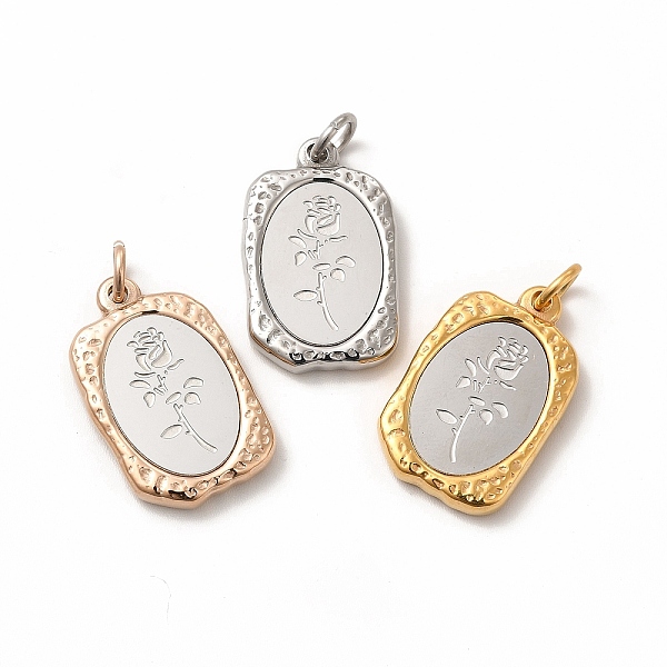 

PandaHall 304 Stainless Steel Pendants, with Jump Rings, Rectangle with Rose, Mixed Color, 23x14.5x3mm, Hole: 4mm 304 Stainless Steel...