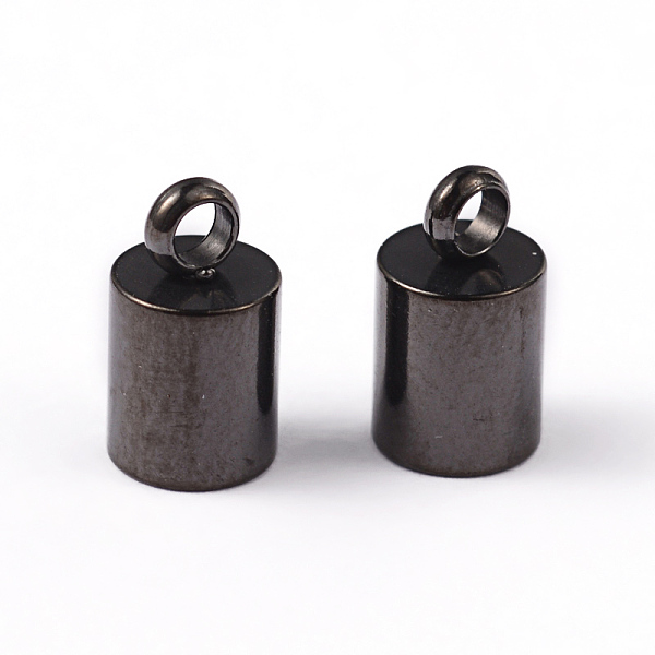 

PandaHall Column 304 Stainless Steel Cord Ends, Electrophoresis Black, 9x5mm, Hole: 2mm, Inner Diameter: 4mm 304 Stainless Steel