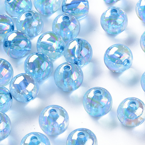 

PandaHall Transparent Acrylic Beads, AB Color Plated, Round, Cornflower Blue, 12x11mm, Hole: 2.5mm, about 566pcs/500g Acrylic Round