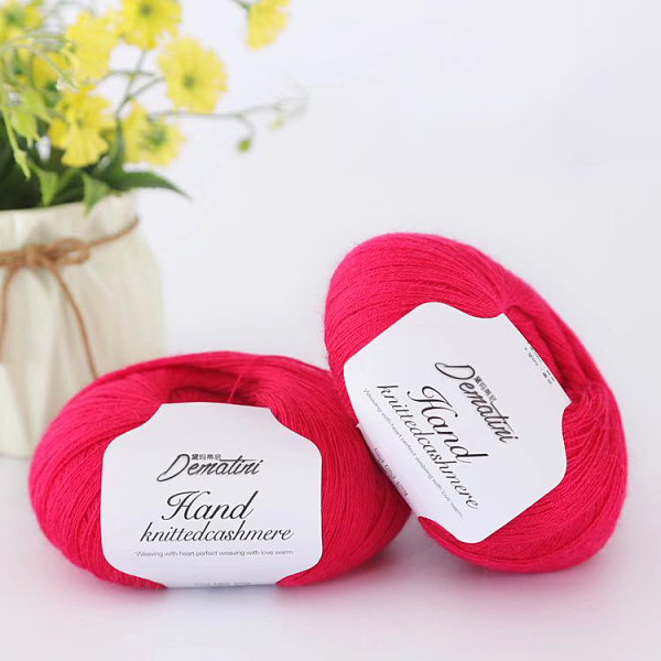 

PandaHall Wool Yarn for Sweater Hat, 4-Strands Wool Threads for Knitting Crochet Supplies, Cerise, about 656.17 Yards(600m)/Roll Wool Red