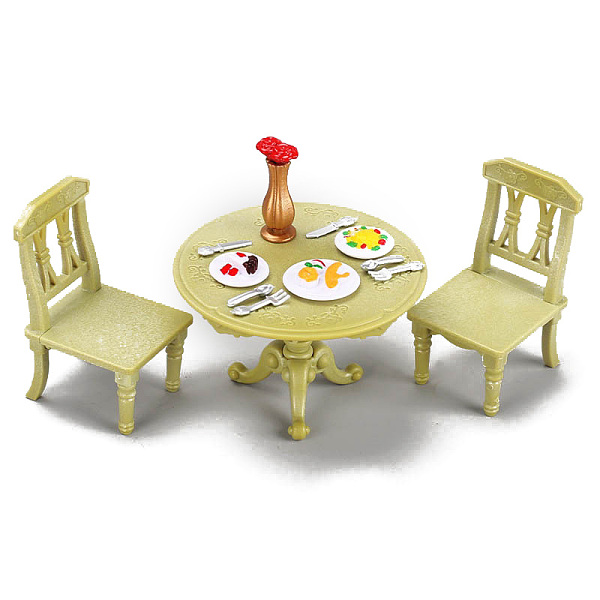 

PandaHall Plastic Tables and Chairs, Micro Landscape Home Dollhouse Accessories, Pretending Prop Decorations, Yellow Green, 75x50mm...