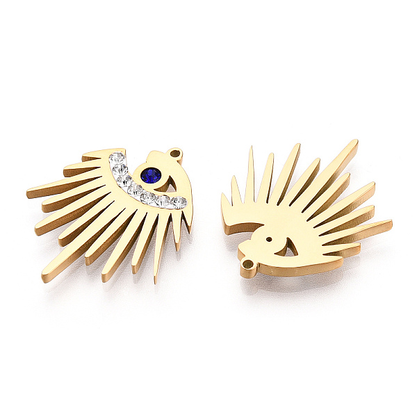 

PandaHall 304 Stainless Steel Pendants, Manual Polishing, with Rhinestone, Eye Charms, Real 14K Gold Plated, 25.5x21x2.5mm, Hole: 1mm...