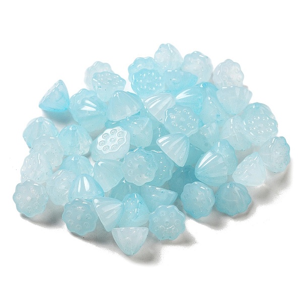 

PandaHall Two Tone Acrylic Beads, Lotus Seedpod, Pale Turquoise, 7.5x10.5x10.5mm, Hole: 1.2mm, about 1282pcs/500g Acrylic Others