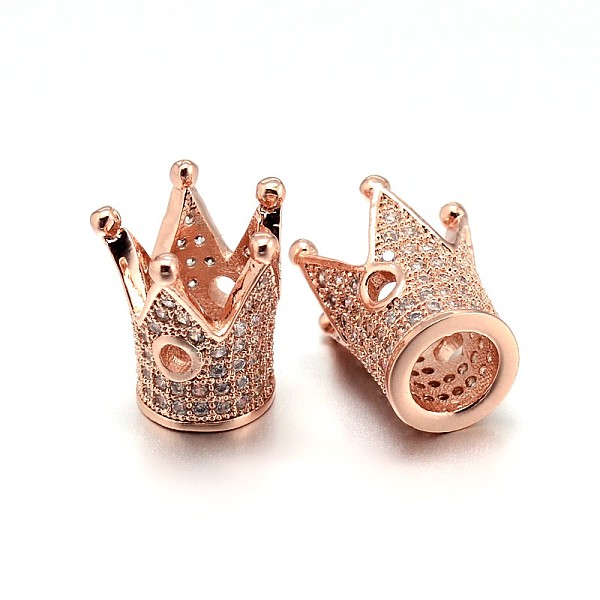 

PandaHall Brass Micro Pave Cubic Zirconia Crown Beads, Lead Free & Cadmium Free & Nickel Free, Clear, Rose Gold, 12.5x12mm, Hole: 1.5mm...