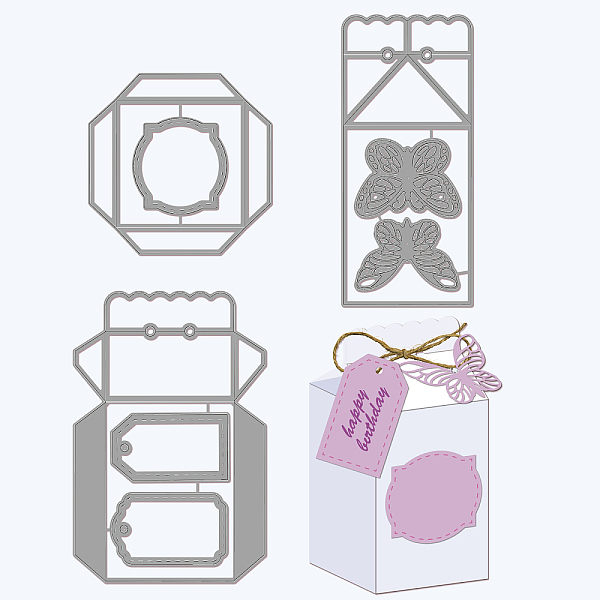 

PandaHall GLOBLELAND 3Set 3D Butterfly Box Cutting Dies Metal Gift Candy Box Frame Die Cuts Embossing Stencils Template for Paper Card...