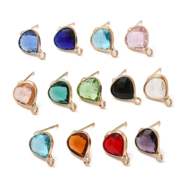 

PandaHall Brass Stud Earring Findings, with Glass and 304 Stainless Steel Pins & Horizontal Loops, Light Glod, Teardrop, Mixed Color..., Multicolor