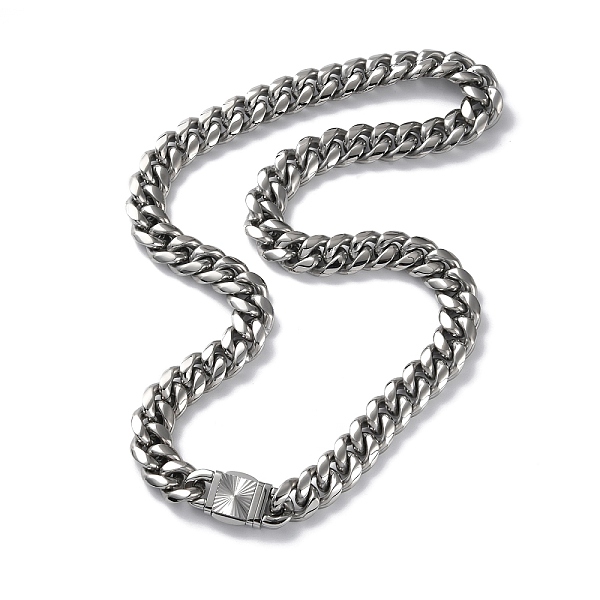 

PandaHall 304 Stainless Steel Cuban Link Chain Necklaces, Stainless Steel Color, 23.98 inch(60.9cm) 304 Stainless Steel