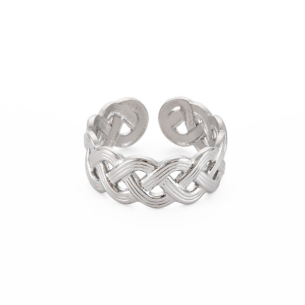 

PandaHall 304 Stainless Steel Wave Wrap Open Cuff Ring for Women, Stainless Steel Color, US Size 8 1/2(18.5mm) 304 Stainless Steel