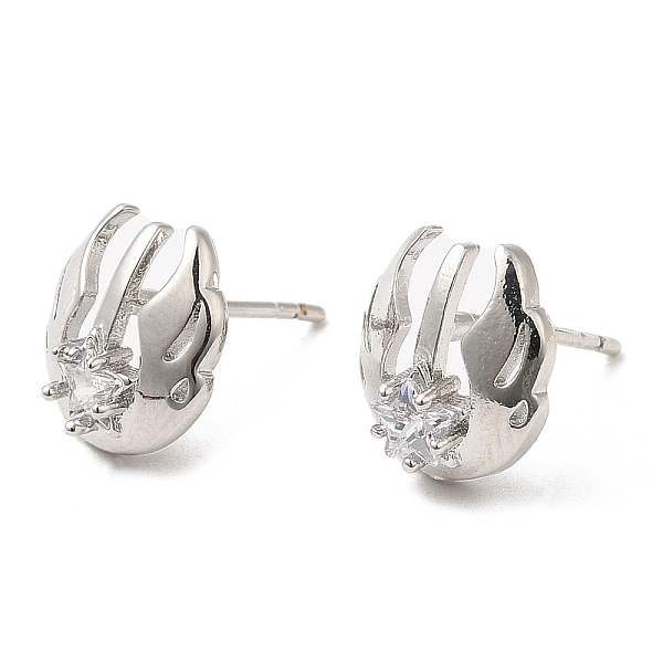 

PandaHall Rack Plating Brass Pave Clear Cubic Zirconia Wing Ear Studs for Women, Lead Free & Cadmium Free, Long-Lasting Plated, Platinum...