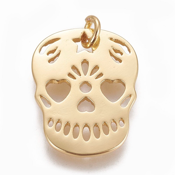 

PandaHall Brass Pendants, Skull, Golden, 20x15x1.5mm, Hole: 3mm Brass Skull